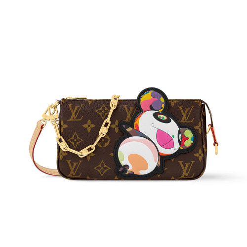 NIGO Louis Vuitton Women's Pochette Accessoires Handbag Logo Full Printed Solid Color Cowhide Casual Shoulder Bag Bags #nigo75414