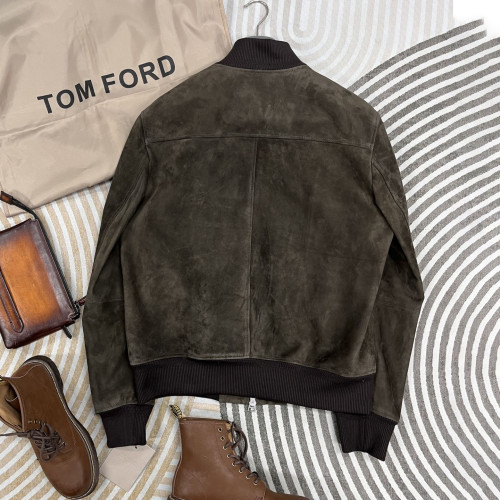 NIGO Tom Ford Men's Fall/Winter Casual Fashion Crew Neck Zipper Long Sleeve Baseball Leather Jacket #nigo79296