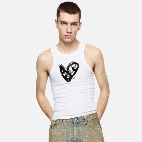 NIGO Acne Studios Men's & Women's Vintage Flocked Graffiti Print Summer Crew Neck Sleeveless Pullover Solid Color Tank Top Vest #nigo81755