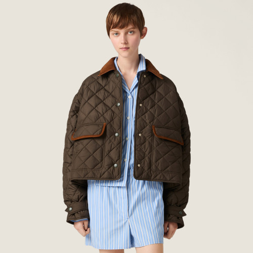 NIGO MiuMiu Women's Fall/Winter Fashion Casual Lapel Single Breasted Short Diamond Checked Loose Cotton Jacket #nigo79245