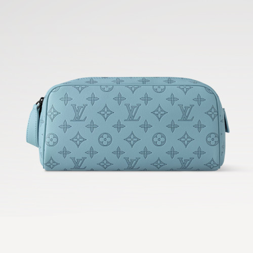 NIGO Louis Vuitton DOPP KIT Toiletry Bag Women's  Men's Fashion Trend Handbag Luxury Monogram Shadow Embossed Double Zip Wash Bags M14485 Grey M14885 Light Blue M14843 Dark Blue #nigo81236