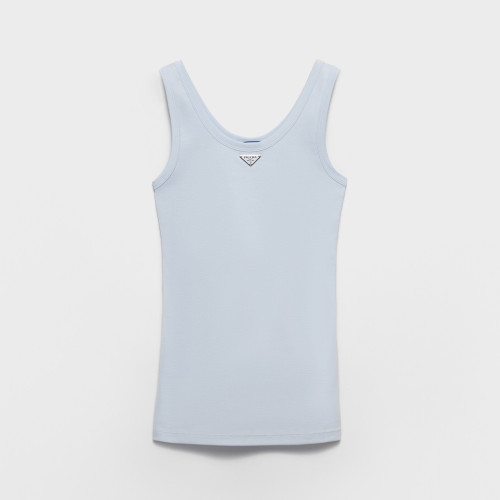 NIGO Prada Women's Summer Solid Color Metal Triangle Logo Logo Cotton Camisole Tank Top #nigo76588