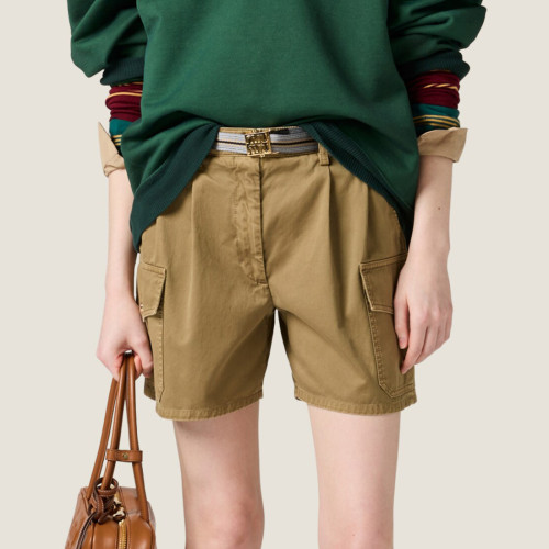 NIGO MiuMiu Women's Summer Solid Colour Embroidered Letter Printed Metal Logo Belt Casual Shorts #nigo76727