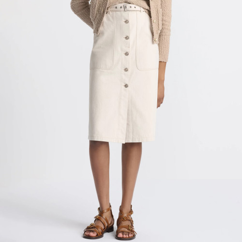 NIGO Dior Women's Spring Summer Beige Cotton Denim Interior Oblique Printed Matching Belt Monogram Leather Label Leather Buckle Pocket Decoration Single Buckle Metal Belt Denim Half Skirt Ngvp #nigo1561