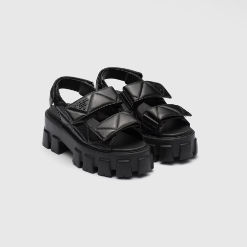 NIGO Prada Monolith Nappa Leather Sandals Women's Spring Summer Fashion Casual Solid Colour Sandals Buckle Thick Bottom Shoes #nigo81217