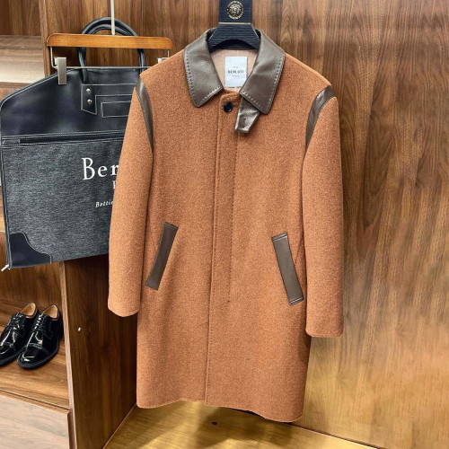 NIGO Berluti Men's Fall/Winter Vintage Two-Tone Reversible Wool Blend with Sheepskin Panels Mid-Length Solid Color Long-Sleeve Coat Jacket Ngvp #nigo2579