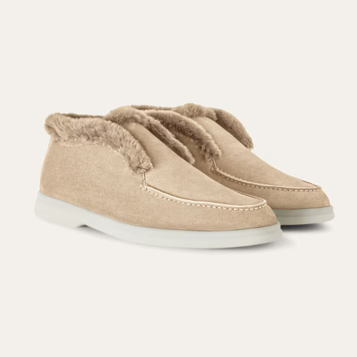 NIGO Loro Piana Women's Open Walk Ankle Boots Fall/Winter Beaver Fur High-Top Shoes Solid-Color Casual Low-Top Flats Shoes #Nigo82196A