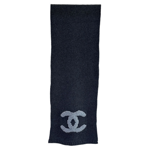 NIGO Chanel Fall/Winter 2025 Collection Black and Grey Classic Double C Logo Scarf #Nigo83151A