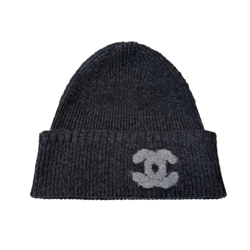 NIGO Chanel FallWinter 2025 Classic Double C Logo Wide Brim Foldable Grey Warm Hat #Nigo83149A