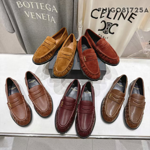 NIGO SAINT LAURENT YSL 25SS Women's Men’s Bestselling Flat Mary Jane Slip-on Loafers Four-Season Leather Shoes #nigo81725A