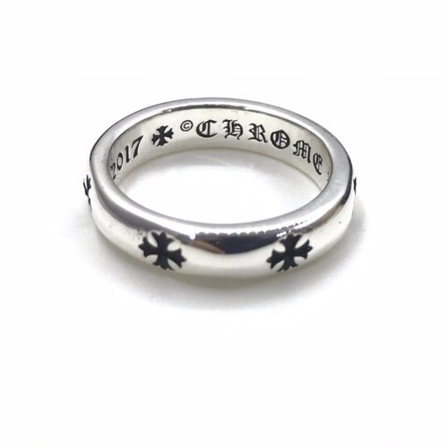NIGO Chrome Hearts Retro Cross Flower Couple's Silver Ring For Men And Women Plain Band Index Finger Ring Trendy Gift Accessory #Nigo82267A