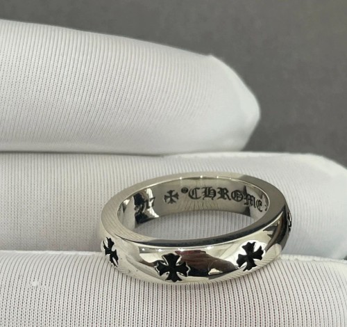 NIGO Chrome Hearts Retro Cross Flower Couple's Silver Ring For Men And Women Plain Band Index Finger Ring Trendy Gift Accessory #Nigo82267A
