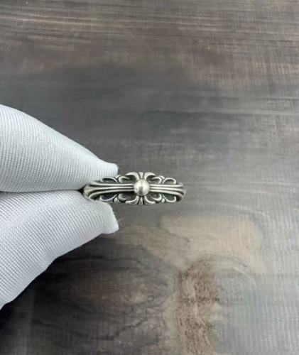 NIGO Chrome Hearts Retro Guardian Ring Cross Flower Couple's Silver Ring For Men And Women Plain Band Index Finger Ring Trendy Gift Accessory #Nigo82268A