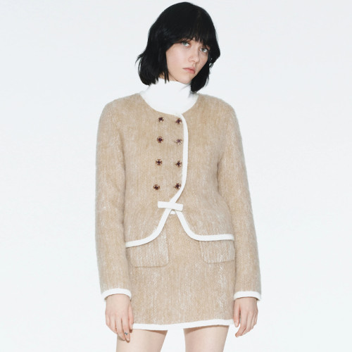 NIGO CHANEL  2025/26 Coco Neige Ready-to-wear Collection Coat Wool Blend Single-breasted Jacket Mini Skirt Set Suit #Nigo82276A