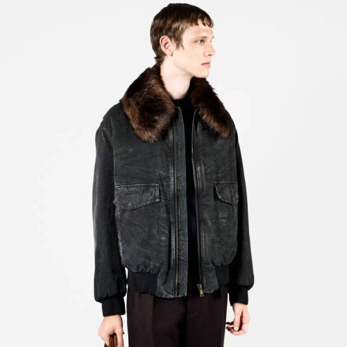 NIGO Prada Men's Fall And Winter Hair Collar Black Cotton Jacket Fashion Trend Warm Casual Zipper Short Jacket Coat  #Nigo82288A