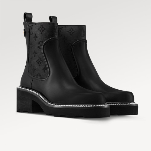 NIGO Louis Vuitton Lv Beaubourg Women's Boots Monogram Pattern Stretch Knit Ankle Boots Fashionable Casual Trend-setting Height-enhancing Short Boots Shoes #Nigo82282A