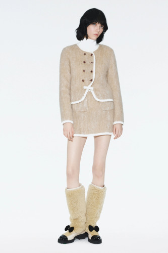 NIGO CHANEL  2025/26 Coco Neige Ready-to-wear Collection Coat Wool Blend Single-breasted Jacket Mini Skirt Set Suit #Nigo82276A