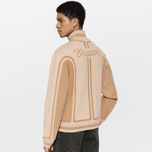 NIGO Louis Vuitton High-end Men's Fall/winter Knit Sweatshirt Two-tone Patterned Letter Print Stand Collar With Zipper Fashionable Open-front Cardigan #Nigo82287A