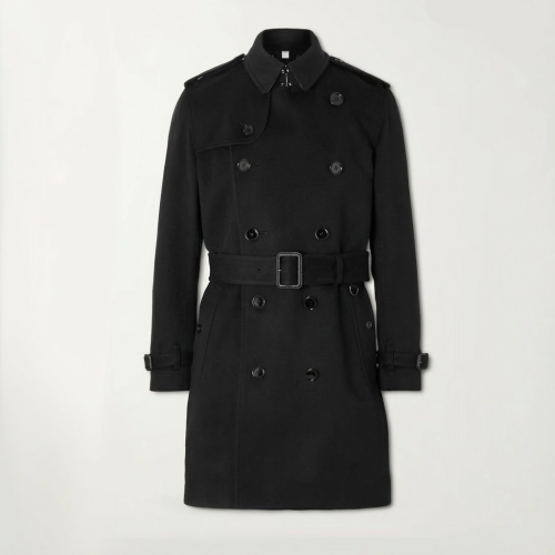 NIGO Burberry Classic Men's Style Fall/Winter Blend Double-Breasted Lapel Coat with Belt Fashionable Casual Jacket #Nigo82285A