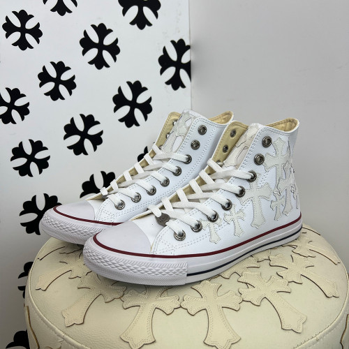 NIGO Chrome Hearts x Timberland collaboration Men's And Women's Handmade Leather cross pattern Ankle boots Shoes #nigo82547A