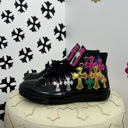 NIGO Chrome Hearts x Converse collaboration Handmade custom design Leather cross pattern Ankle boots Shoes #nigo82546A