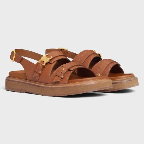 NIGO Celine Tippi Triomphe Leather Sandals Arc De Triomphe Metal-embellished Roman-style Sandals Retro Fashion Trend Women's Shoes #nigo82561A