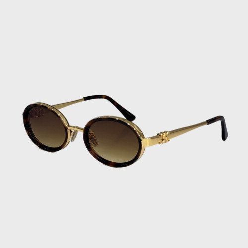 NIGO Celine Women's and Men's All-Season Sunglasses Fashion-Forward Black and Gold Oval Metal Logo Frame Glasses #Nigo82572A