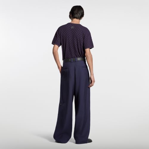 NIGO Louis Vuitton Men's Spring/Summer Purple Checkered Knit Crew Neck Short Sleeve Logo Embroidered Knit T-Shirt #Nigo82574A