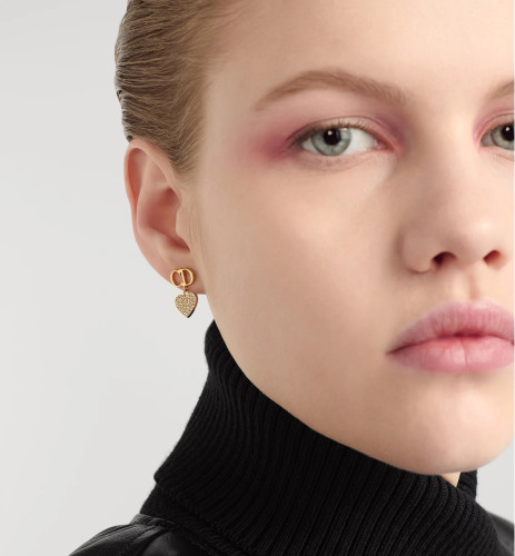 NIGO Dior Clair D Lune Earrings Gold, Silver, Rose Gold Fashionable, Trendy, Elegant Heart-shaped Full-diamond Cd Earrings Jewelry #Nigo194547