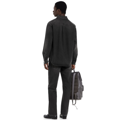 NIGO Gucci Men's Spring/Summer Black Washed Vintage Color-Block Collared Single-Breasted Long-Sleeve Shirt #Nigo82573A