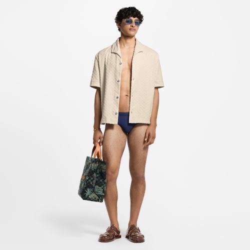 NIGO Louis Vuitton Men's Signature Swim Briefs Navy Triangle Briefs With Fashionable Logo Embroidered Shorts Underpants #Nigo82583A
