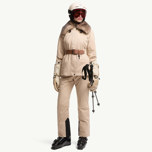 NIGO Moncler Women's Fall/winter Ski Jacket With Fur Collar And Zipper Waist-cinching Belted Casual Long Pants Suit Set #Nigo82587A