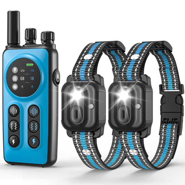 Dual Dog Training Collar 1000M Range One-Click No Shock Lock TFT Screen Collar with Rechargeable Boost Shock Auto Sleep 5 Modes