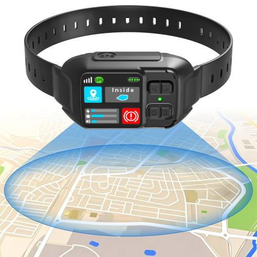 Wireless GPS Dog Fence Collar, Dual Band GPS Positioning IP67 Waterproof Smart Pet Training Collar with Virtual Boundary Alert for Outdoor Dogs