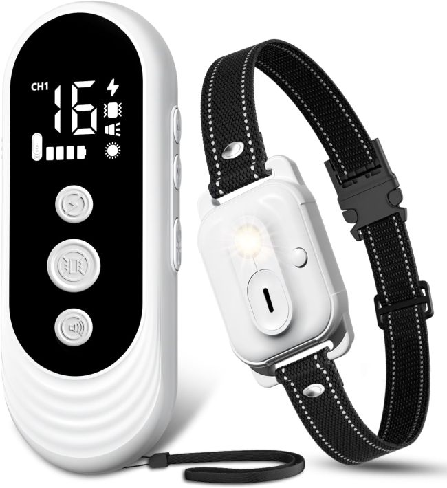 Rechargeable Dog Training Collar IP67 Waterproof 800m Range Remote Dog Shock Collar with Beep,Vibration,Shock,LED Light 4 Modes