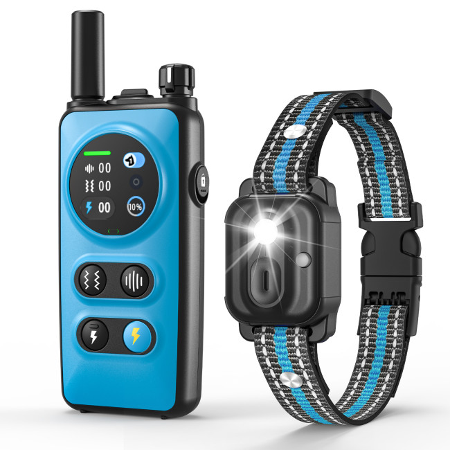 1000M Remote Dog Training Collar IP67 Waterproof with LED Light SOS Beep Vibration One-Click No Shock Lock