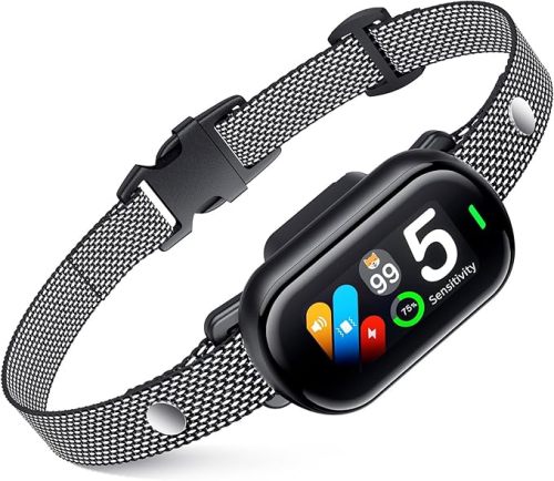 Anti Bark Collar 4 Training Modes IPX7 Waterproof Dog Shock Collar with TFT Color Screen Metal Mesh Strap Bark Counter
