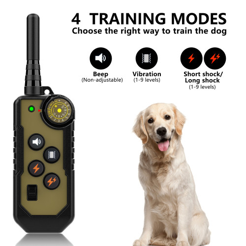 1000M Remote Dog Training Collar with BeepAdjustableTone Vibration Warning Shock LCD Screen Rechargeable Collar with Lock Button