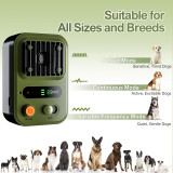 Outdoor Indoor Humane Ultrasonic Dog Repeller 3 Adjustable Range 5-15M 25KHz Enhanced Frequency Rechargeable Bark Control Device