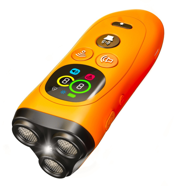 Ultrasonic Dog Bark Repeller Handheld Trainer 3 Transmitters 3 Modes LED Flashlight Rechargeable No Shock Anti Barking Device