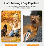 Dual Transducer Humane Ultrasonic Dog Repeller LED Strobe Vibration 10-15M Range No Shock Dog Bark Deterrent Rechargeable 800mAh