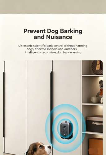 Outdoor Wall Mounted Ultrasonic Dog Repeller 3 Adjustable Range 5-15M 25KHz Enhanced Frequency Rechargeable Bark Control Device