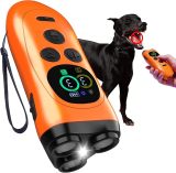 Ultrasonic Dog Bark Repeller Handheld Trainer 3 Transmitters 3 Modes LED Flashlight Rechargeable No Shock Anti Barking Device