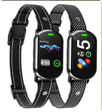 2 Pack Automatic Anti Bark Collar 4 Training Modes IP67 Waterproof Dog Shock Collar with TFT Color Screen Bark Counter