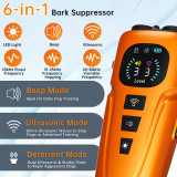 Triple Transducer Ultrasonic Dog Repeller 10-15M Range LED HD Screen 3 Modes Handheld Dog Bark Deterrent Rechargeable 1000mAh