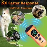Ultrasonic Dog Bark Repeller Handheld Trainer 3 Transmitters 3 Modes LED Flashlight Rechargeable No Shock Anti Barking Device
