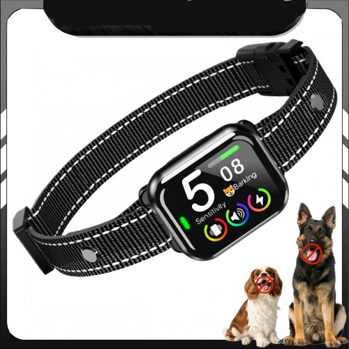 IP67 Waterproof Automatic Dog Bark Collar 4 Modes Beep Vibration Shock Boost with Smart Bark Recognition TFT Screen