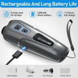 Dual Transducer Handheld Ultrasonic Dog Repeller, 10-15M Range ,LED Flash Strobe Light,Rechargeable 800mAh Dog Bark Deterrent