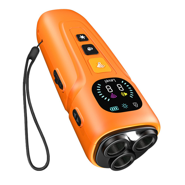 Triple Transducer Ultrasonic Dog Repeller 10-15M Range LED HD Screen 3 Modes Handheld Dog Bark Deterrent Rechargeable 1000mAh