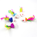 Colorful Feather Plush Mouse Cat Toy Interactive Simulation Mouse Kitten Teaser Toy Bite Resistant Pet Cat Supplies